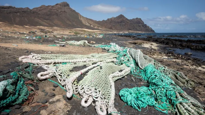 Filets pêche plage Achados zone protégée Santa Luzia 